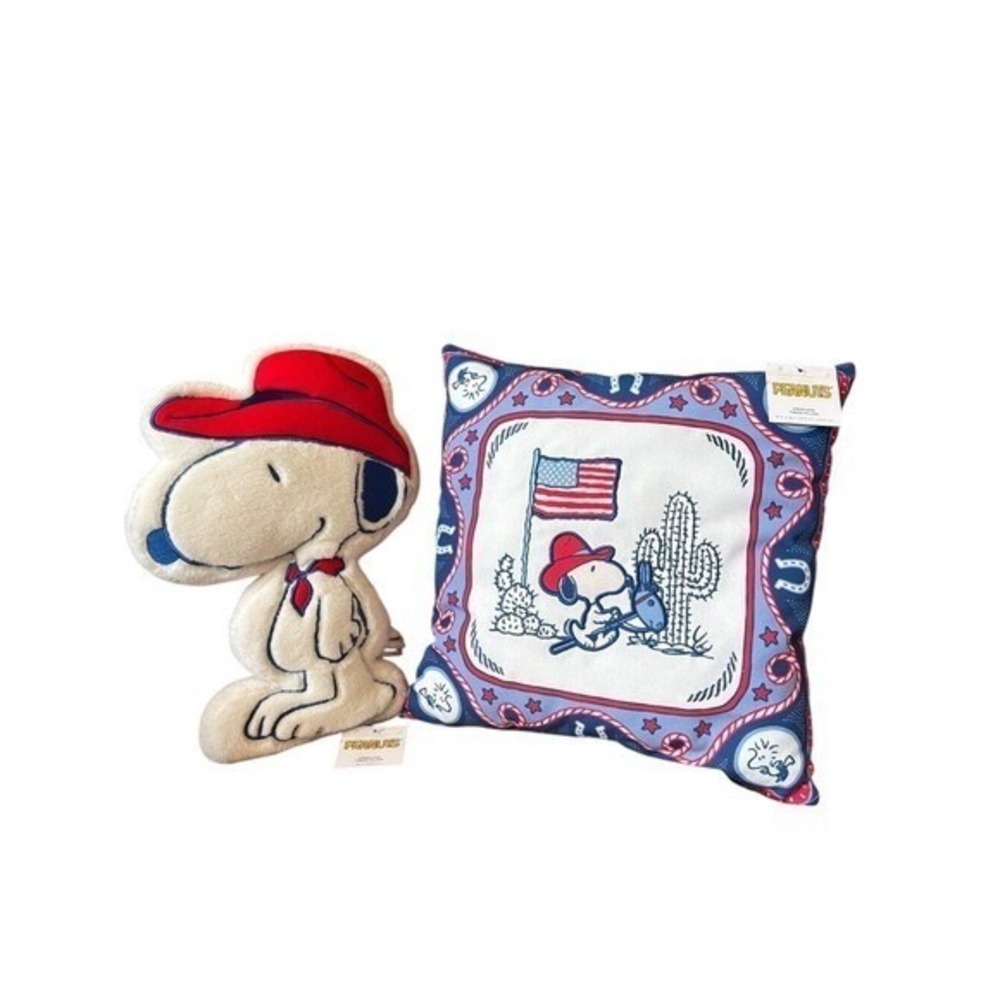 Peanuts Snoopy Western Pillow & Plush Cowboy Patriotic Americana GIFT NEW